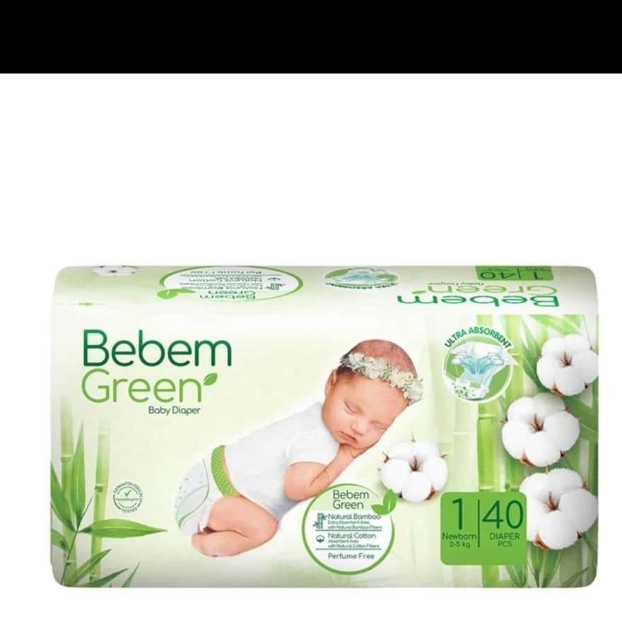 پوشک ببم دوقلو سایز 1 - 40 عددی سبز 
